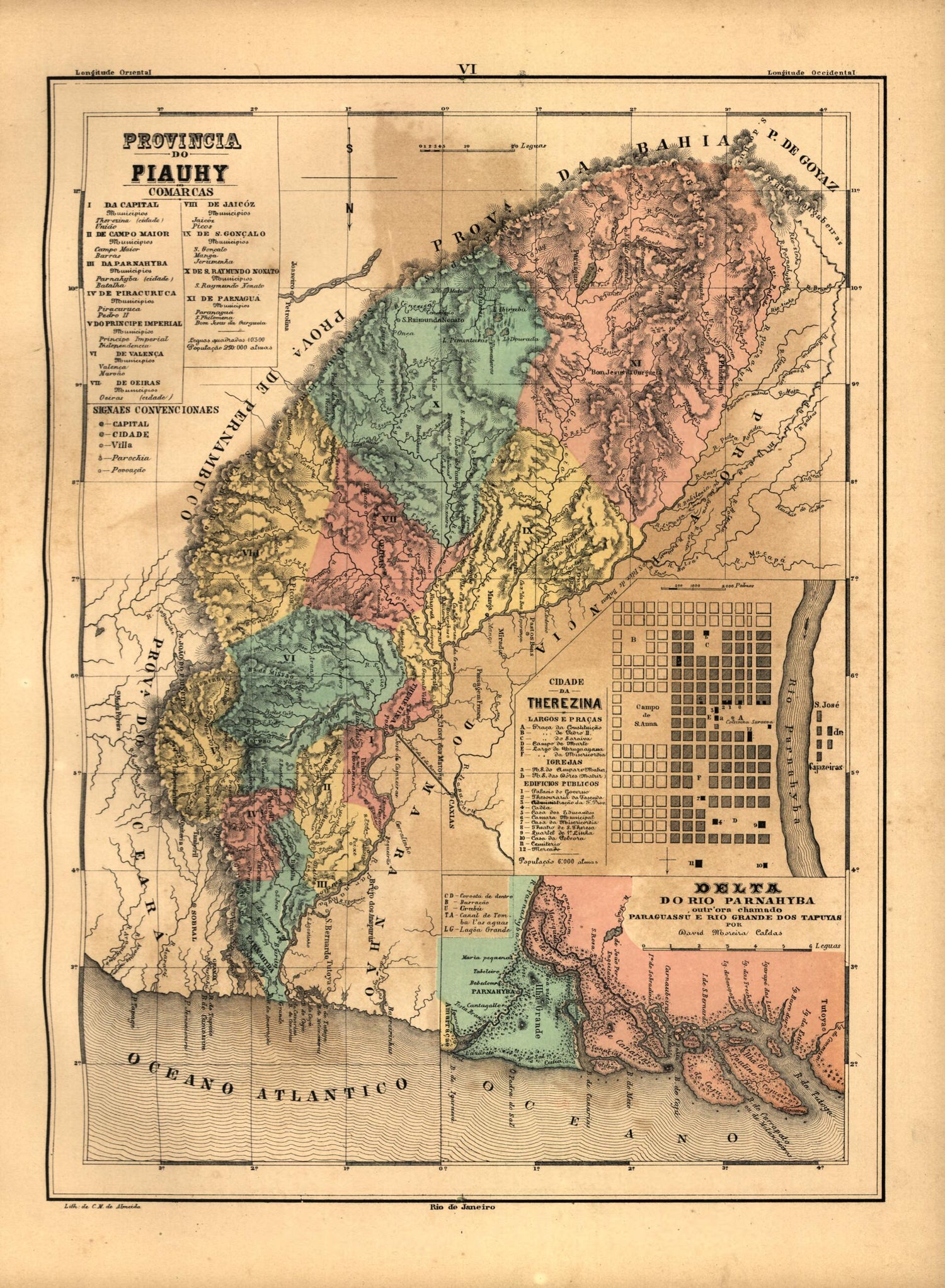 This old map of Provincia Do Piauhy from Atlas Do Imperio Do Brazil from 1868 was created by Cândido Mendes in 1868