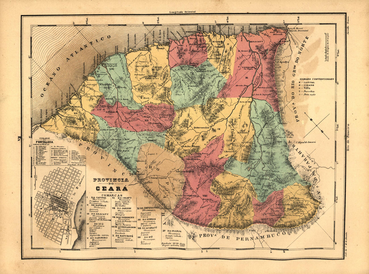 Provincia Do Ceara from Atlas Do Imperio Do Brazil 1868 by Relic Map Company