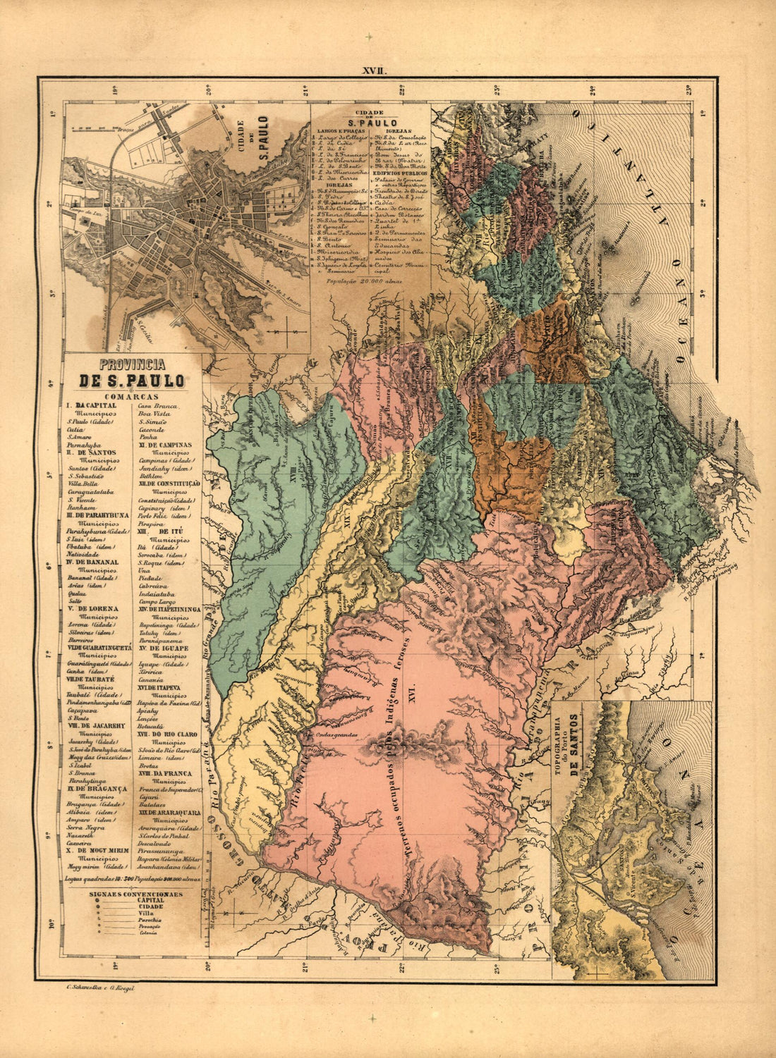 This old map of Provincia De S. Paulo from Atlas Do Imperio Do Brazil from 1868 was created by Cândido Mendes in 1868