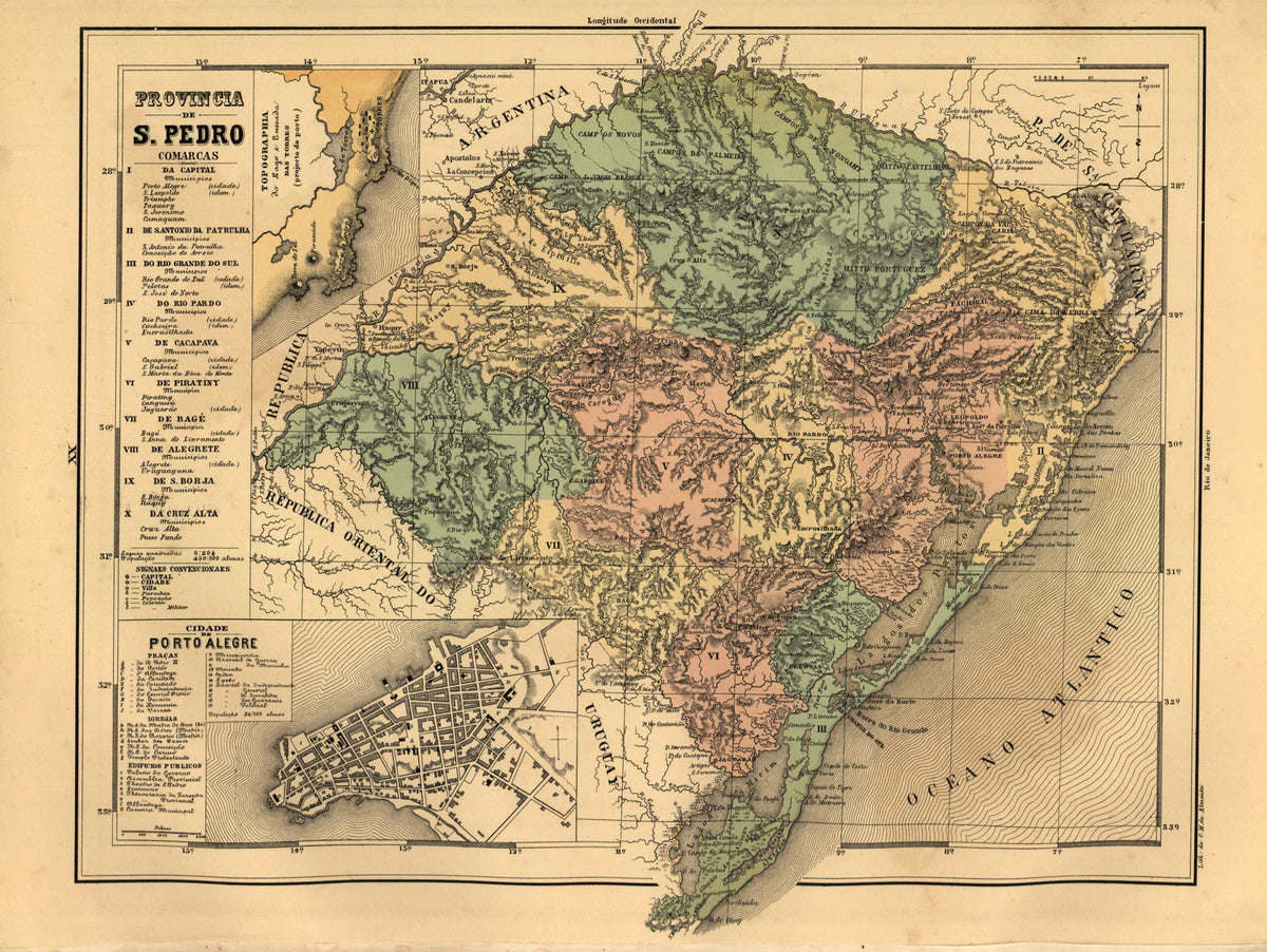 Provincia De S. Pedro from Atlas Do Imperio Do Brazil 1868 by Relic Map Company