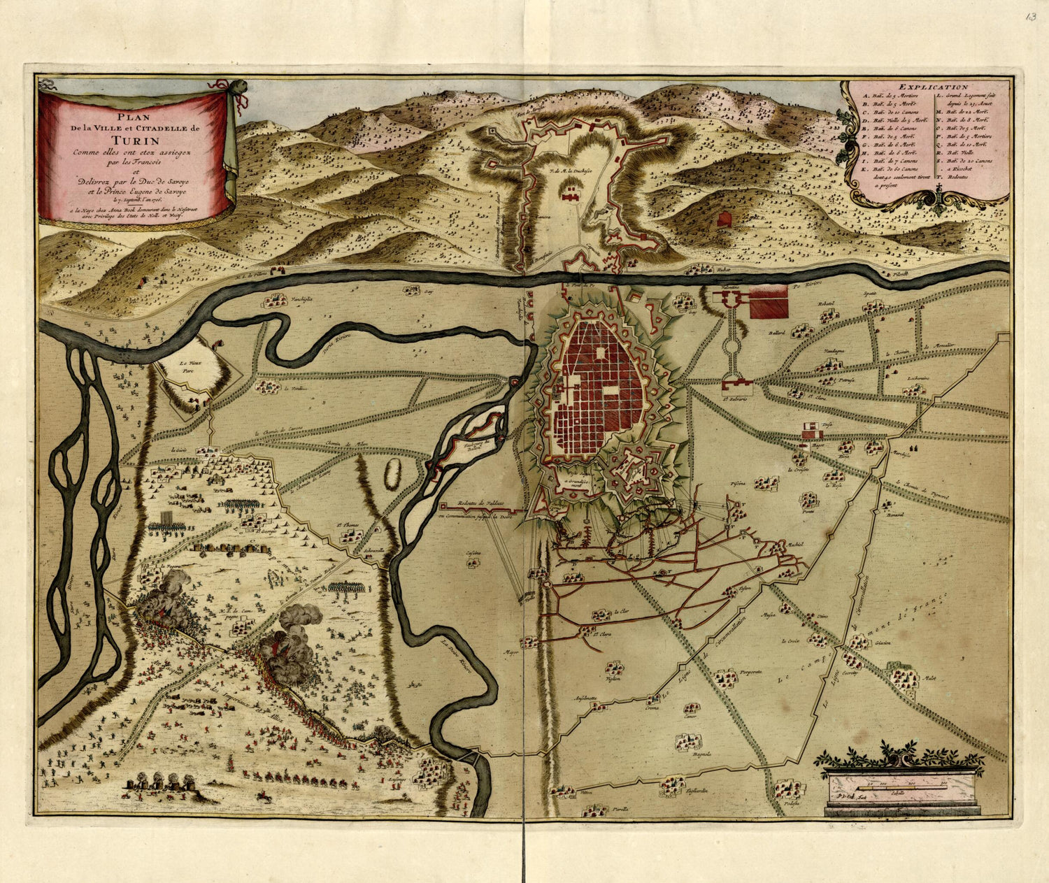 This old map of Plan De La Ville Et Citadelle De Turin from a Collection of Plans of Fortifications and Battles, 1684-from 1709 from 1709 was created by Anna Beeck in 1709
