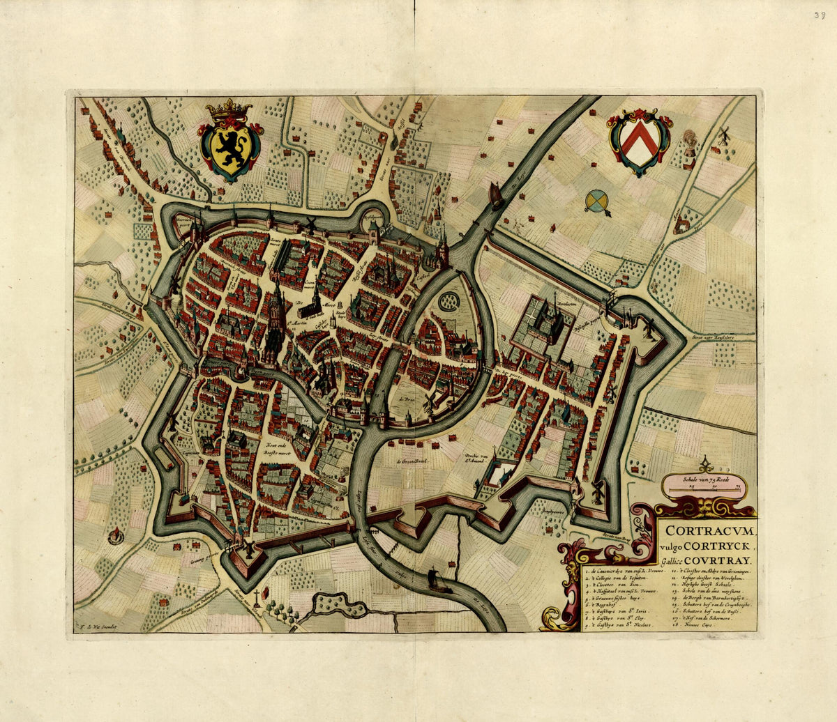 Cortracvm Vulgo Cortryck, Gallice Covrtray from a Collection of Plans of Fortifications and Battles, 1684-1709 by Relic Map Company