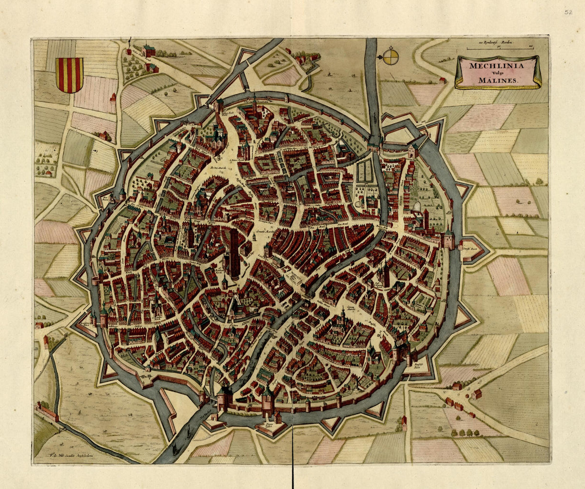 Mechlinia Vulgo Malines from a Collection of Plans of Fortifications and Battles, 1684-1709 by Relic Map Company