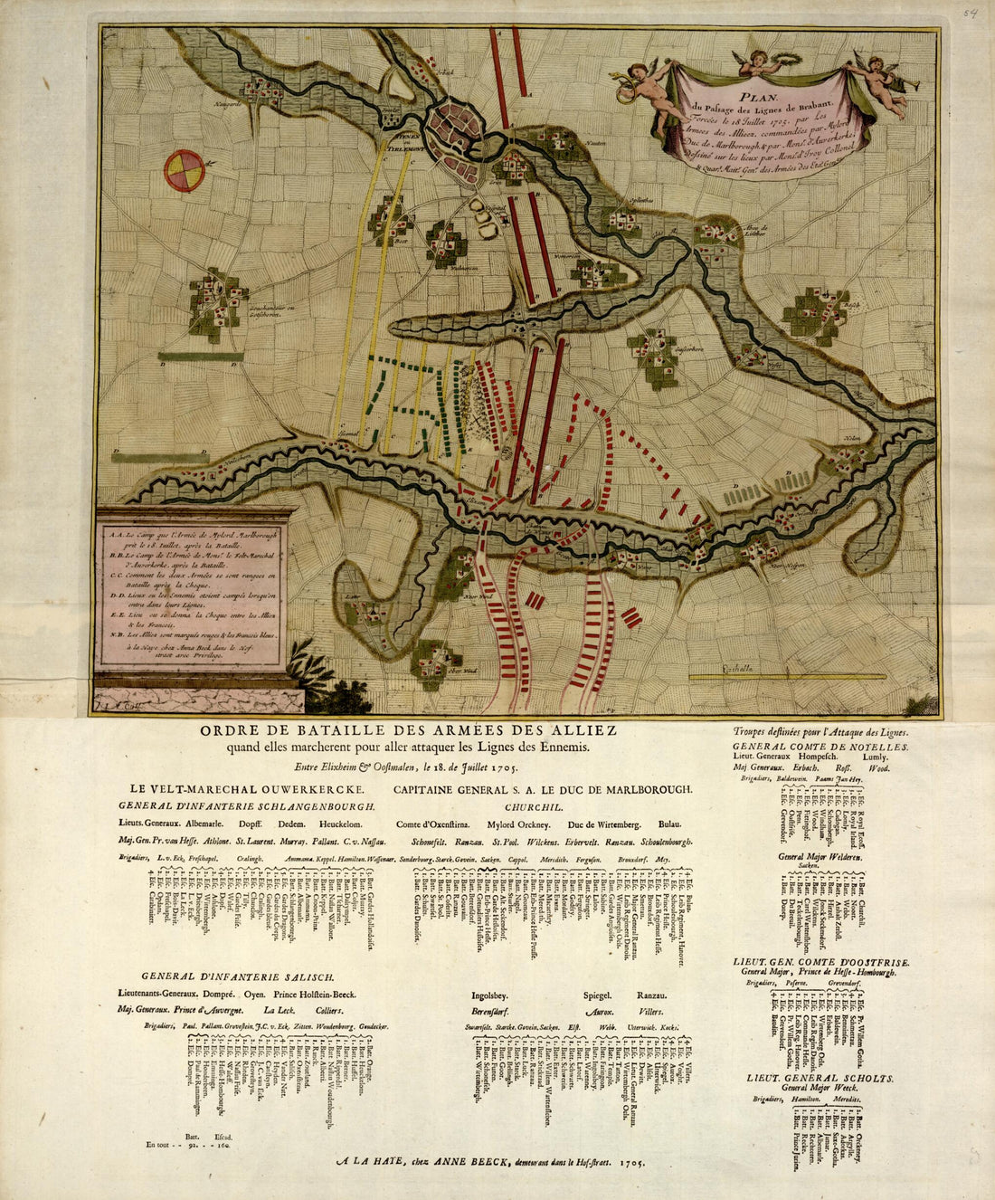 This old map of Plan Du Passage Des Lignes De Brabant from a Collection of Plans of Fortifications and Battles, 1684-from 1709 from 1709 was created by Anna Beeck in 1709
