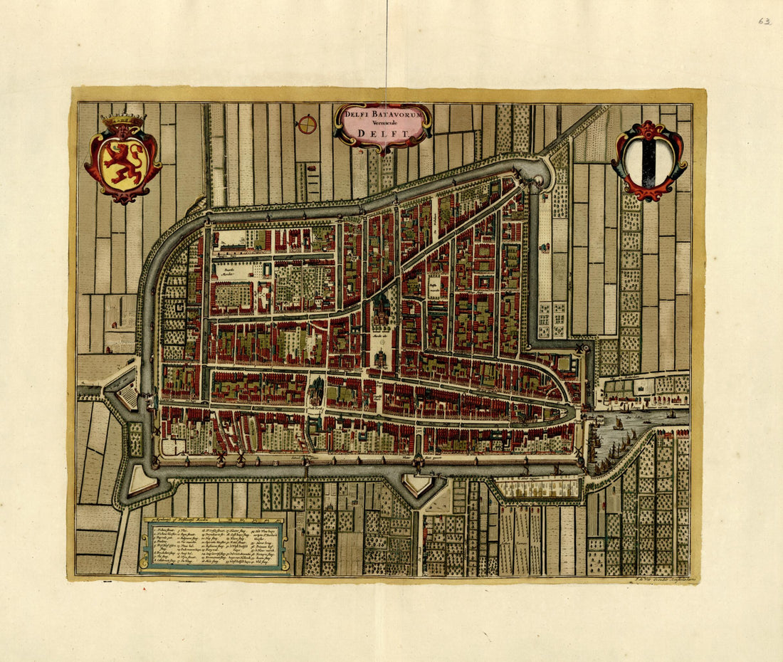 This old map of Delfi Batavorum Venacule Delft from a Collection of Plans of Fortifications and Battles, 1684-from 1709 from 1709 was created by Anna Beeck in 1709