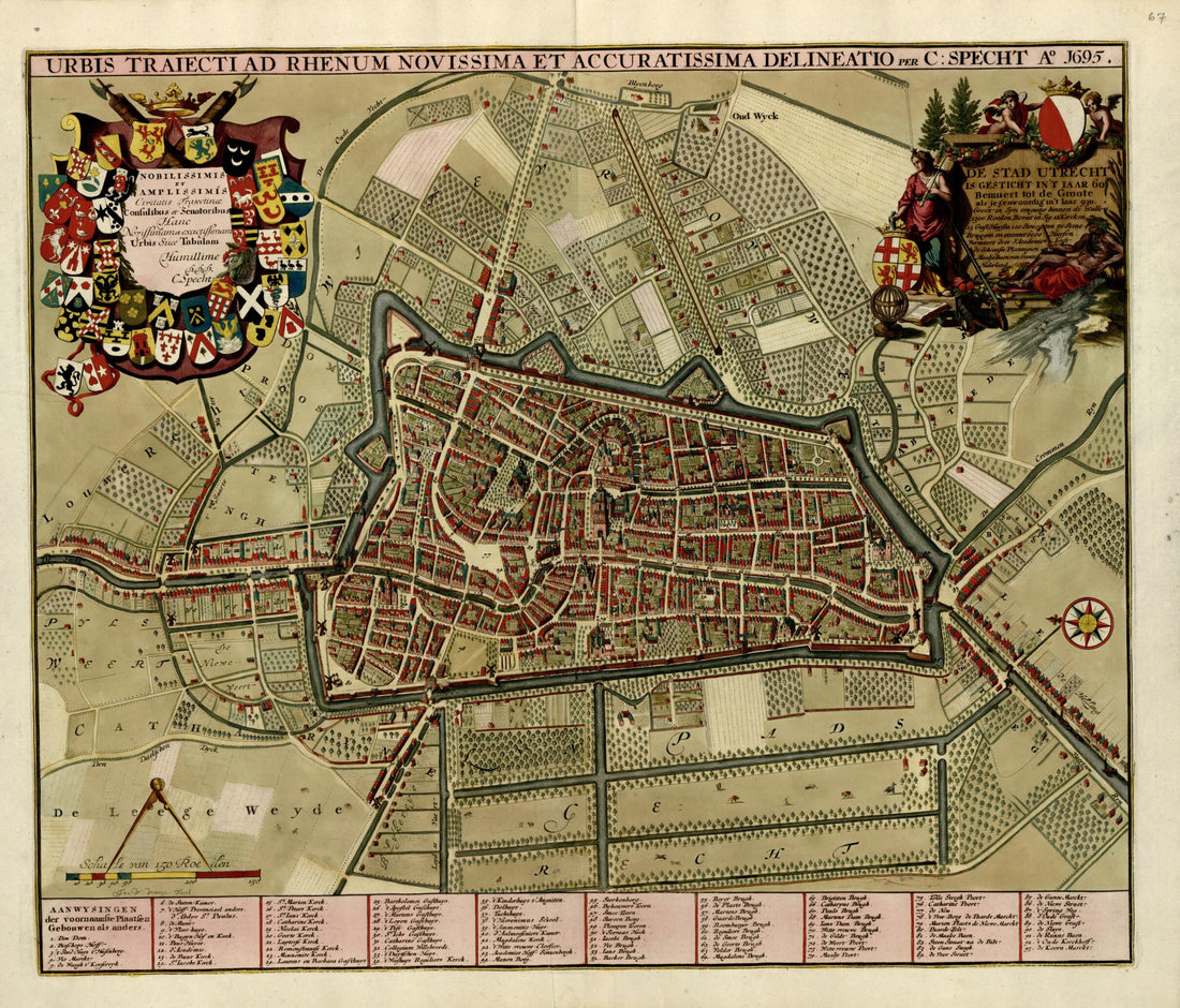 This old map of Urbis Traiecti Ad Rhenum from a Collection of Plans of Fortifications and Battles, 1684-from 1709 from 1709 was created by Anna Beeck in 1709