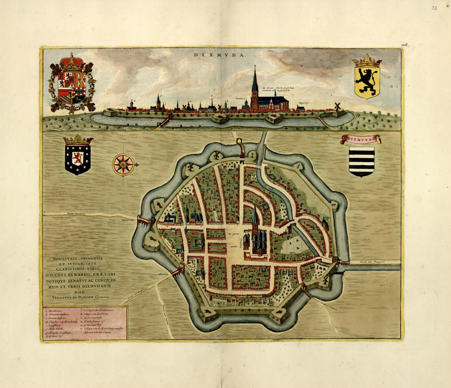 This old map of Dixmvda from a Collection of Plans of Fortifications and Battles, 1684-from 1709 from 1709 was created by Anna Beeck in 1709