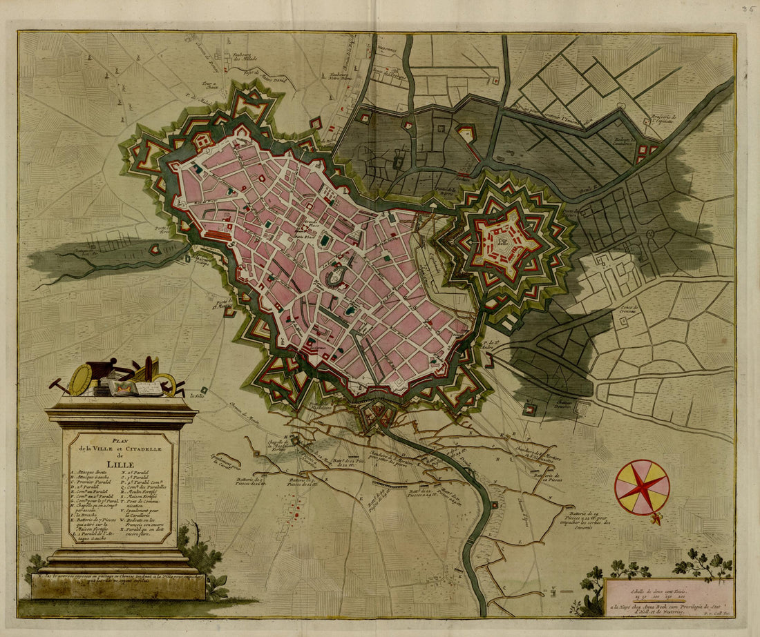 This old map of Plan De La Ville Et Citadelle De Lille from a Collection of Plans of Fortifications and Battles, 1684-from 1709 from 1709 was created by Anna Beeck in 1709