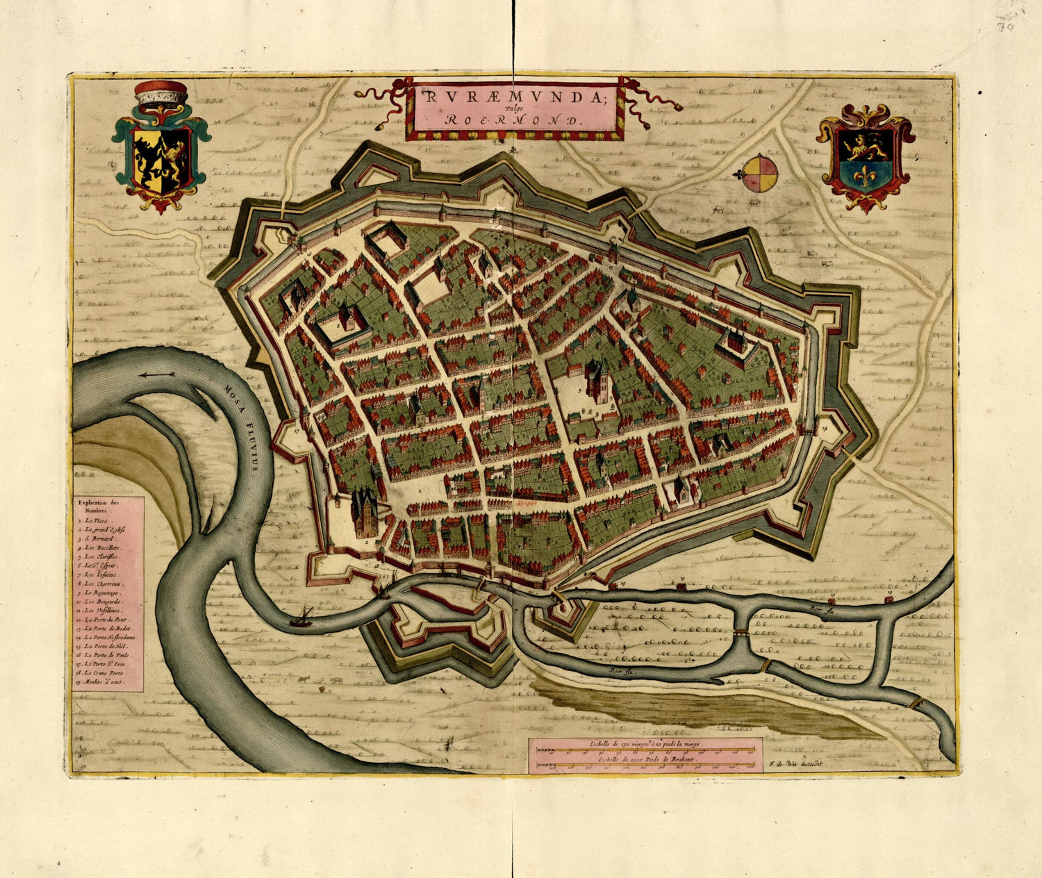 This old map of Rvraemvnda Vulgo Roermond from a Collection of Plans of Fortifications and Battles, 1684-from 1709 from 1709 was created by Anna Beeck in 1709