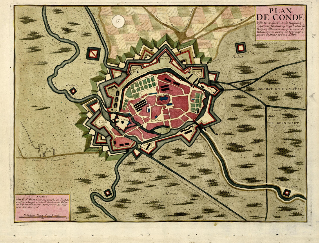 This old map of Plan De Conde from a Collection of Plans of Fortifications and Battles, 1684-from 1709 from 1709 was created by Anna Beeck in 1709