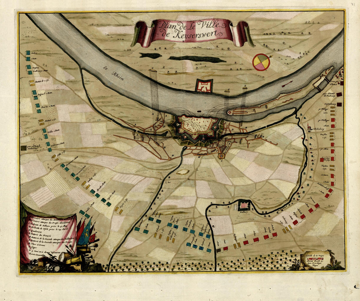 Plan De La Ville De Keyserewert from a Collection of Plans of Fortifications and Battles, 1684-1709 by Relic Map Company