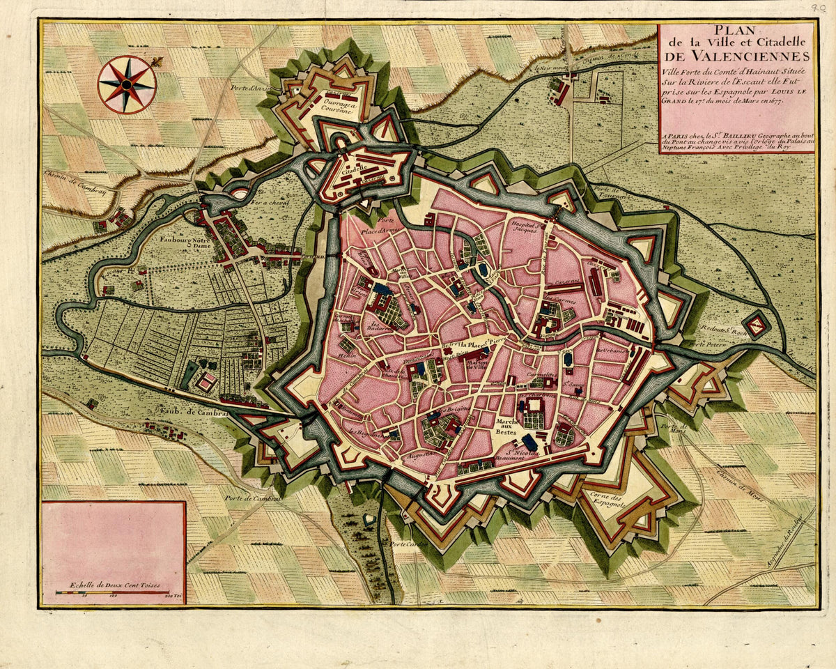 Plan De La Ville Et Cittadelle De Valenciennes from a Collection of Plans of Fortifications and Battles, 1684-1709 by Relic Map Company
