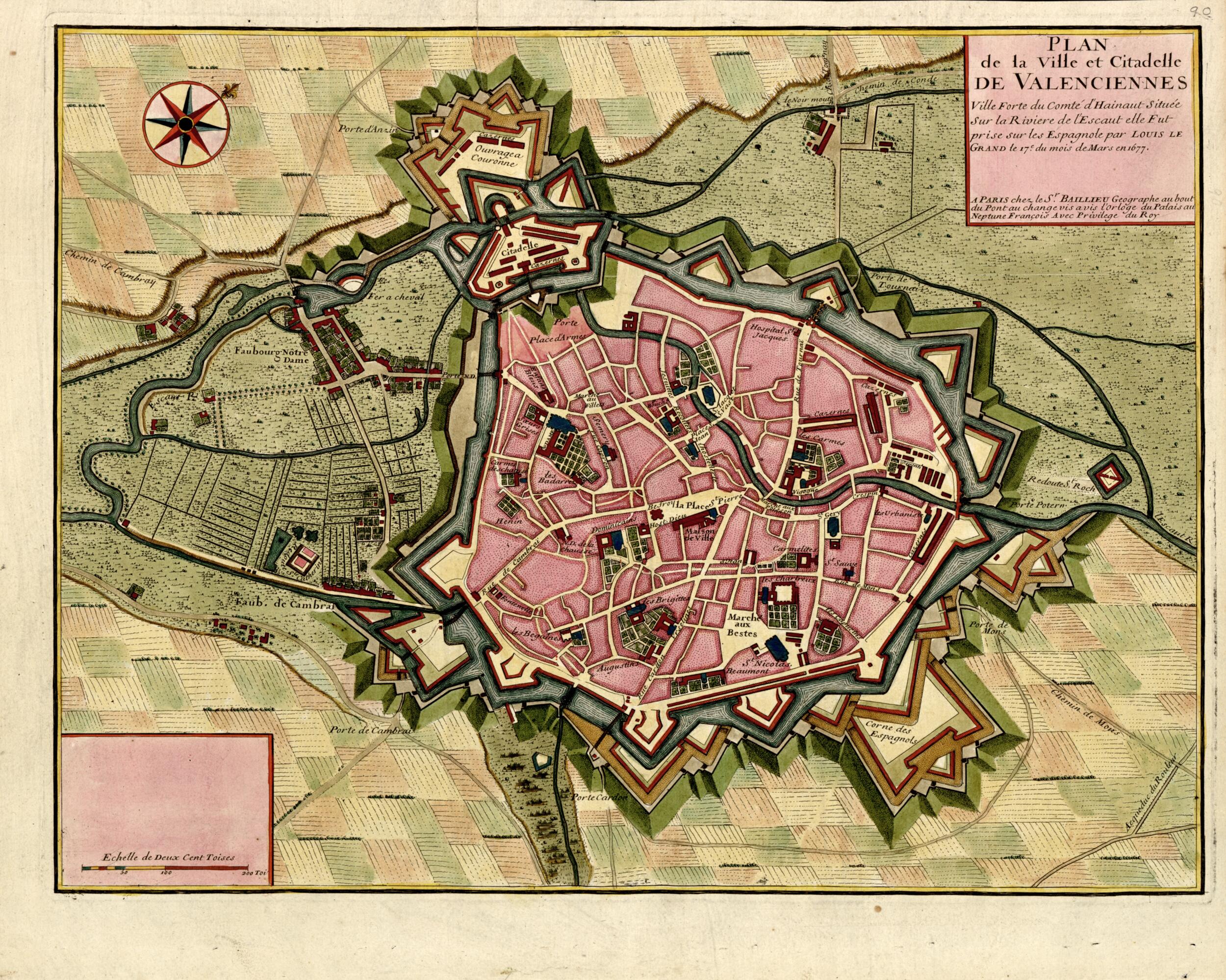 This old map of Plan De La Ville Et Cittadelle De Valenciennes from a Collection of Plans of Fortifications and Battles, 1684-from 1709 from 1709 was created by Anna Beeck in 1709