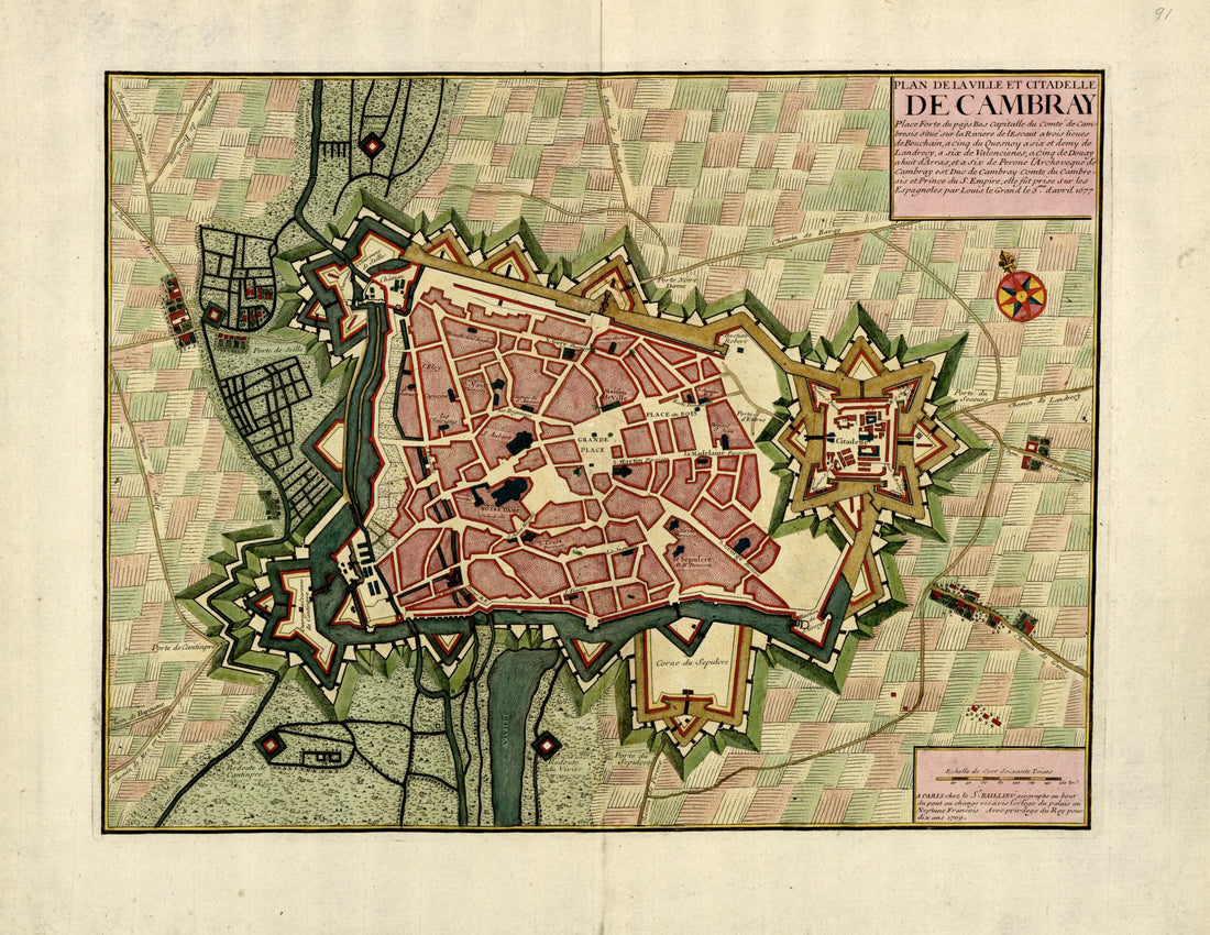 This old map of Plan De La Ville Et Citadelle De Cambray from a Collection of Plans of Fortifications and Battles, 1684-from 1709 from 1709 was created by Anna Beeck in 1709