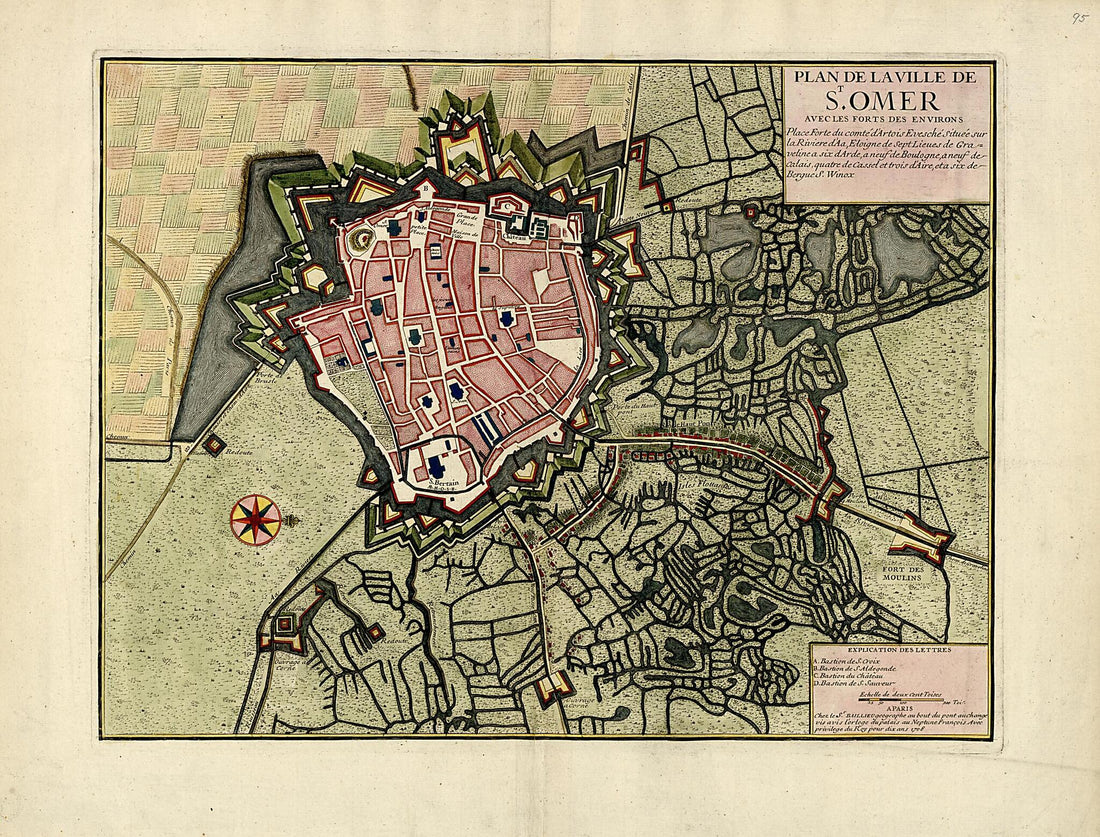 This old map of Plan De La Ville De St. Omer from a Collection of Plans of Fortifications and Battles, 1684-from 1709 from 1709 was created by Anna Beeck in 1709