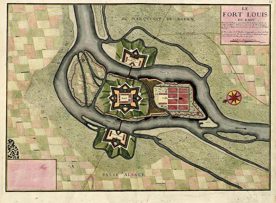 This old map of Le Fort Louis Du Rhin from a Collection of Plans of Fortifications and Battles, 1684-from 1709 from 1709 was created by Anna Beeck in 1709