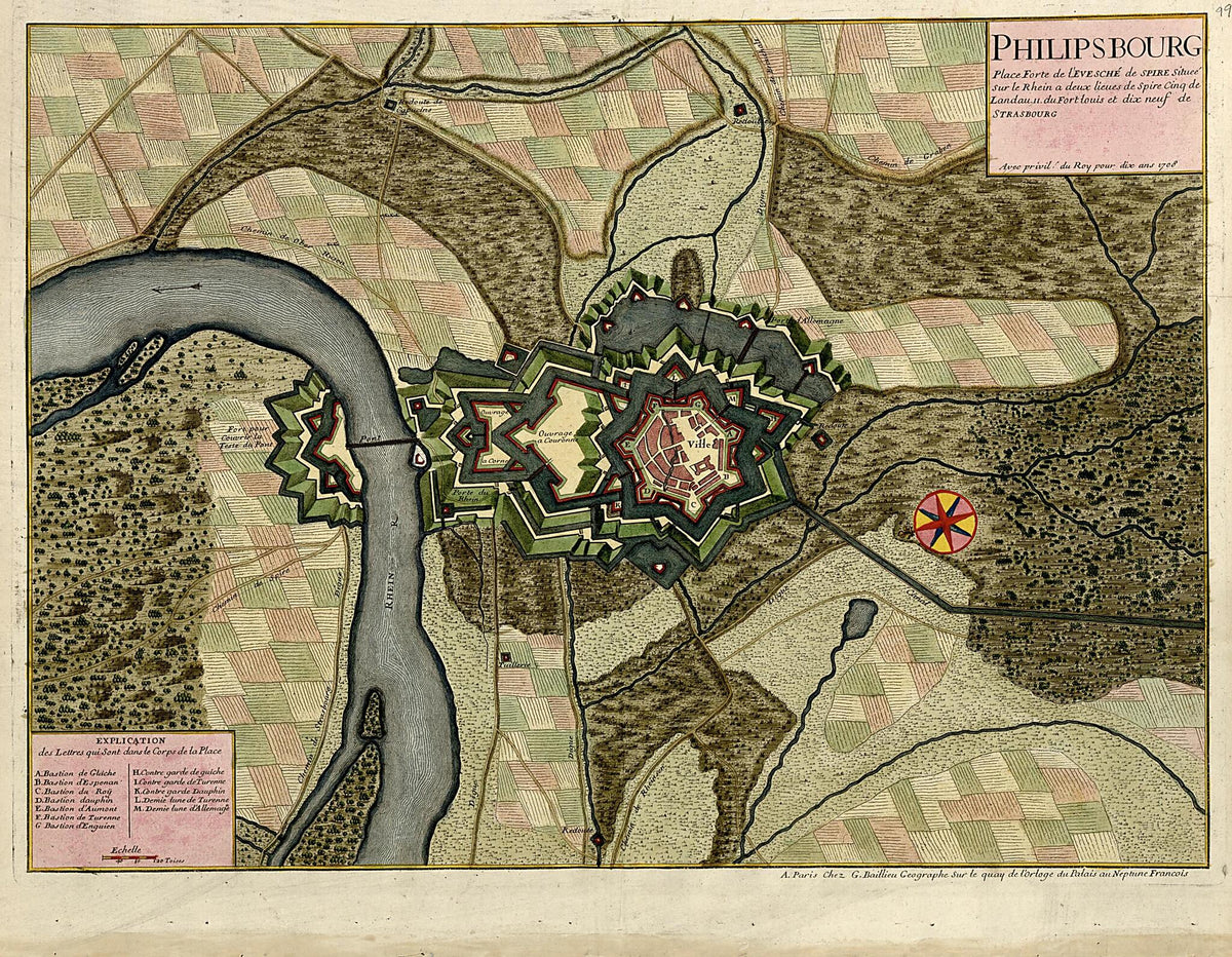Philipsbourg from a Collection of Plans of Fortifications and Battles, 1684-1709 by Relic Map Company