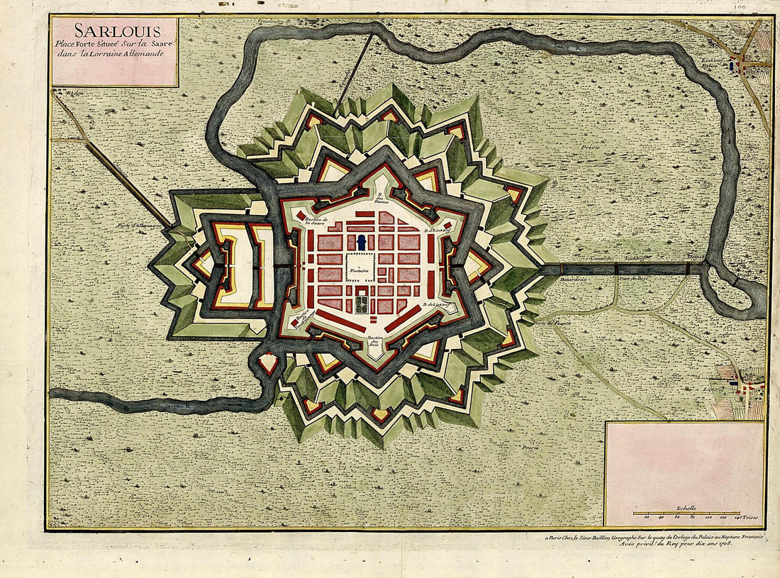 This old map of Sar-Louis from a Collection of Plans of Fortifications and Battles, 1684-from 1709 from 1709 was created by Anna Beeck in 1709