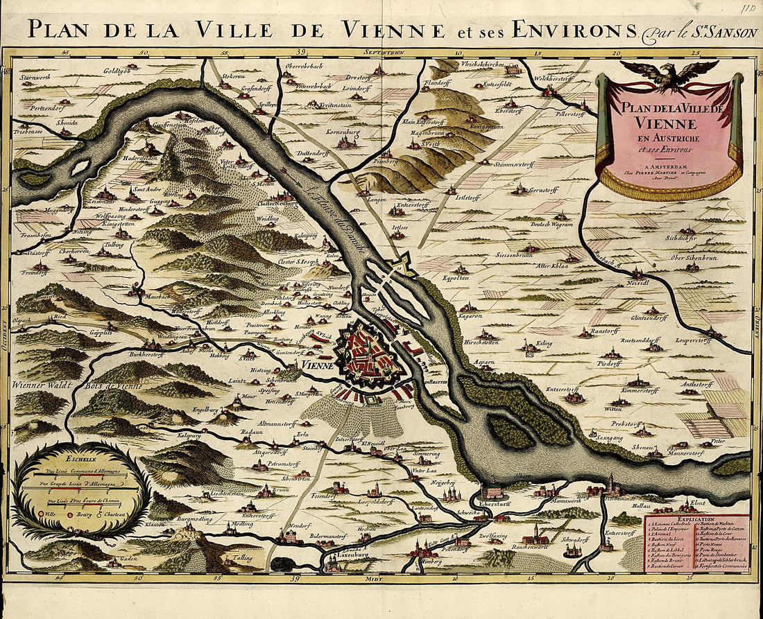 This old map of Plan De La Ville De Vienne En Austriche Et Ses Environs from a Collection of Plans of Fortifications and Battles, 1684-from 1709 from 1709 was created by Anna Beeck in 1709