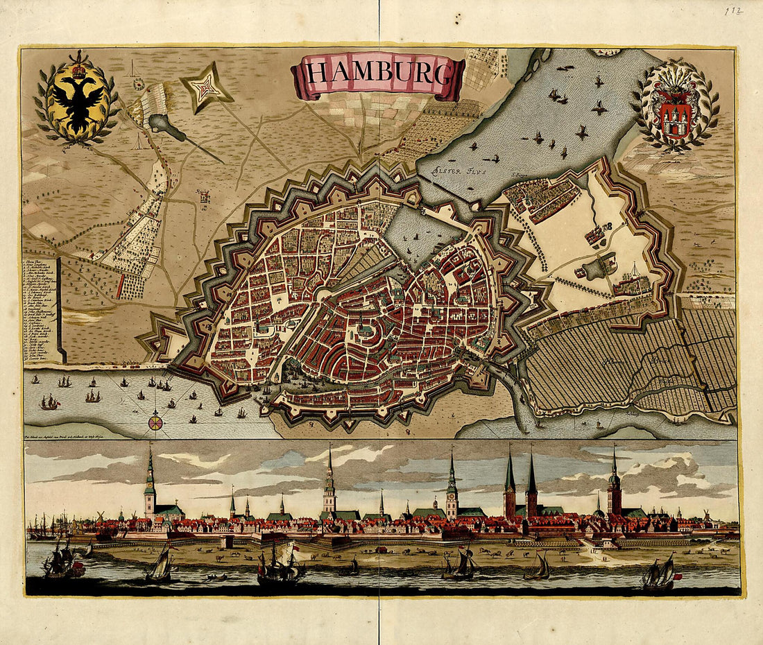 This old map of Hamburg from a Collection of Plans of Fortifications and Battles, 1684-from 1709 from 1709 was created by Anna Beeck in 1709