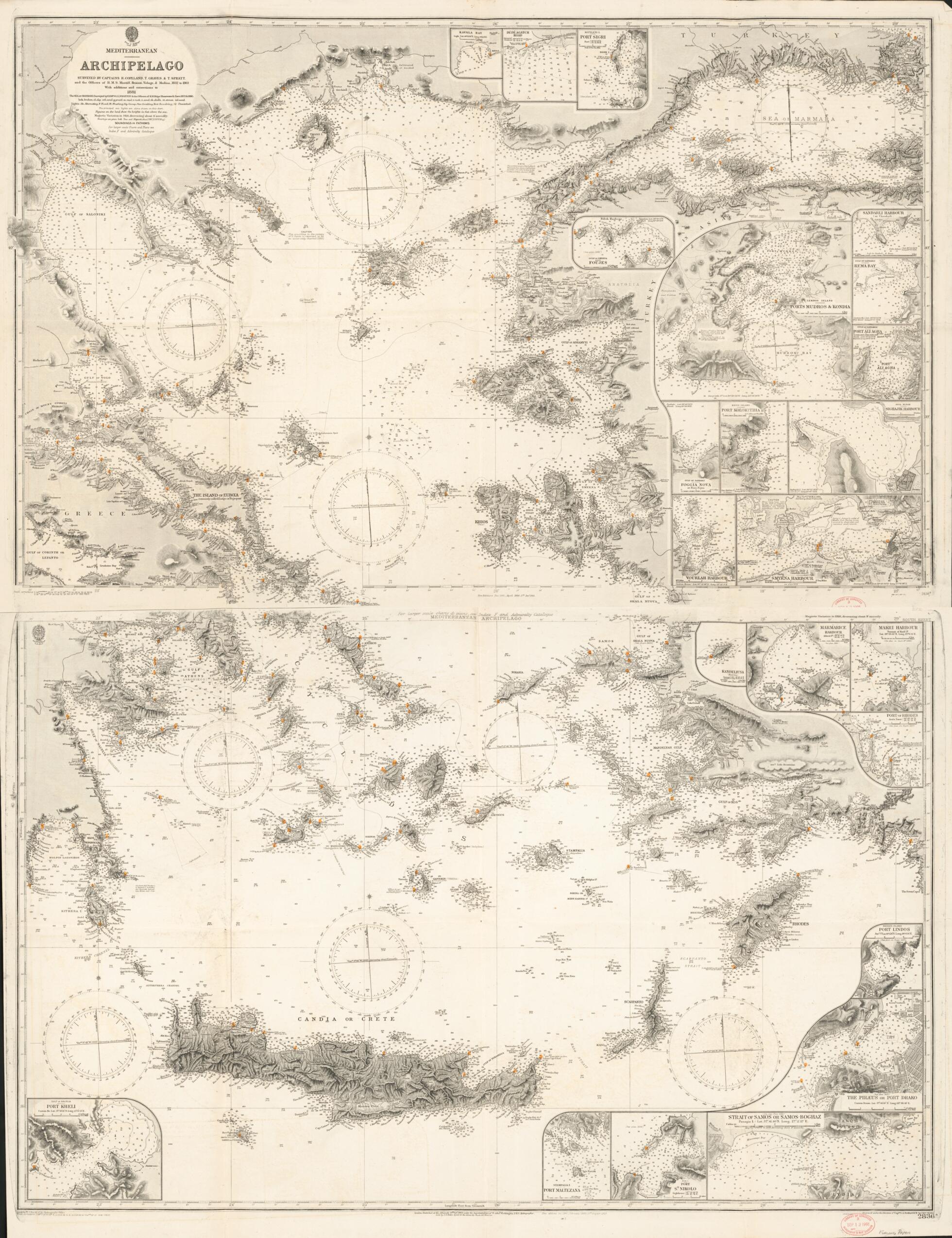 This old map of Mediterranean Archipelago. 1881. from William Rea Furlong Map Collection. from 1870 was created by  Great Britain. Hydrographic Department in 1870