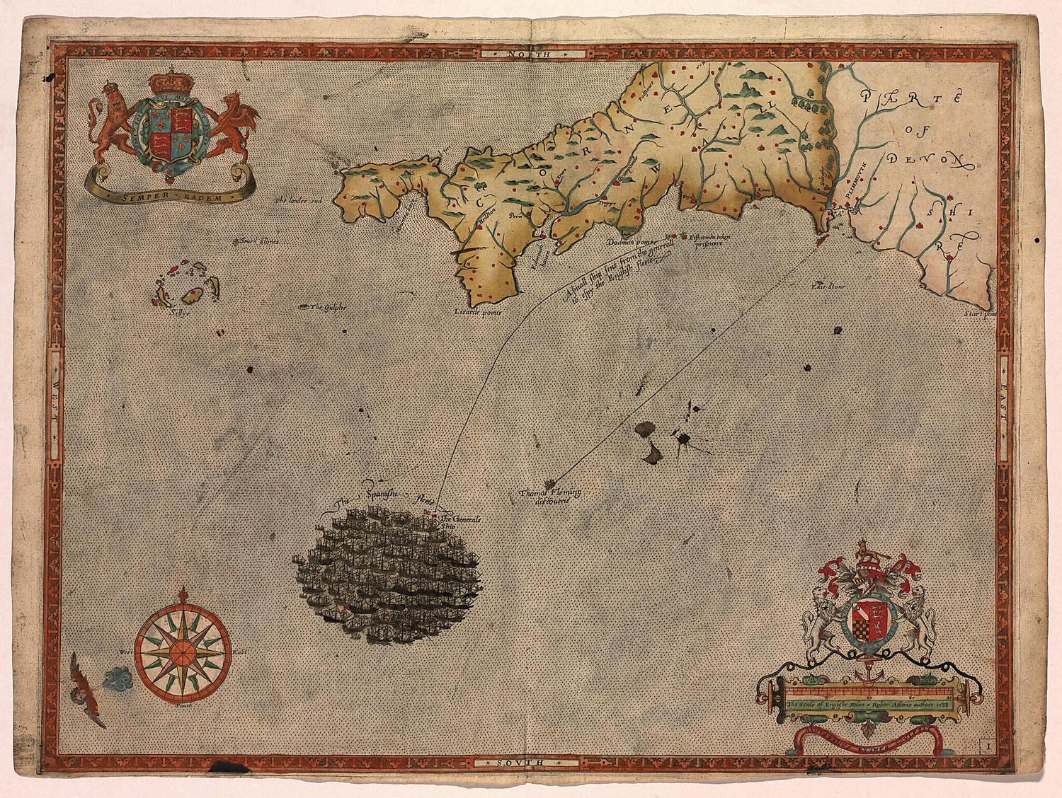 This old map of Map 1 from Expeditionis Hispanorum In Angliam Vera Descriptio. Anno Do: M D LXXXVIII. from 1589 was created by Petruccio Ubaldini in 1589