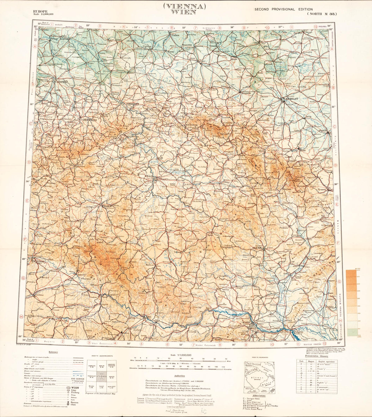 Wien (Vienna) from Maps of Austria-Hungary 1919 by Relic Map Company