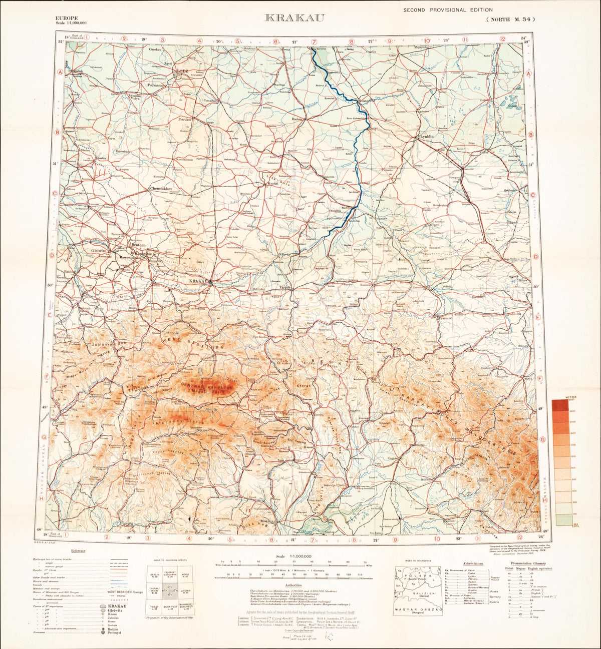 Krakau from Maps of Austria-Hungary 1919 by Relic Map Company
