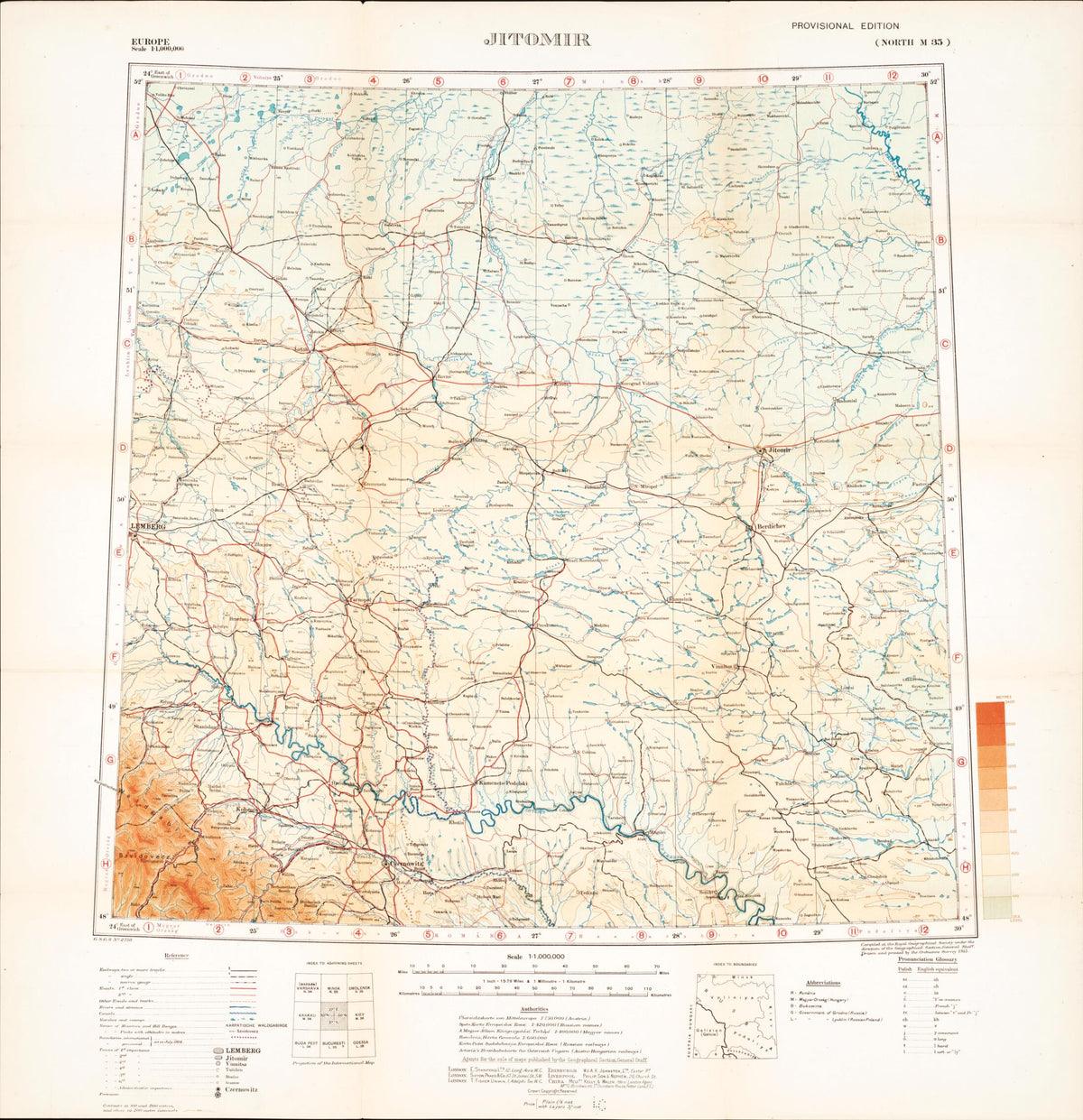 Jitomir from Maps of Austria-Hungary 1919 by Relic Map Company