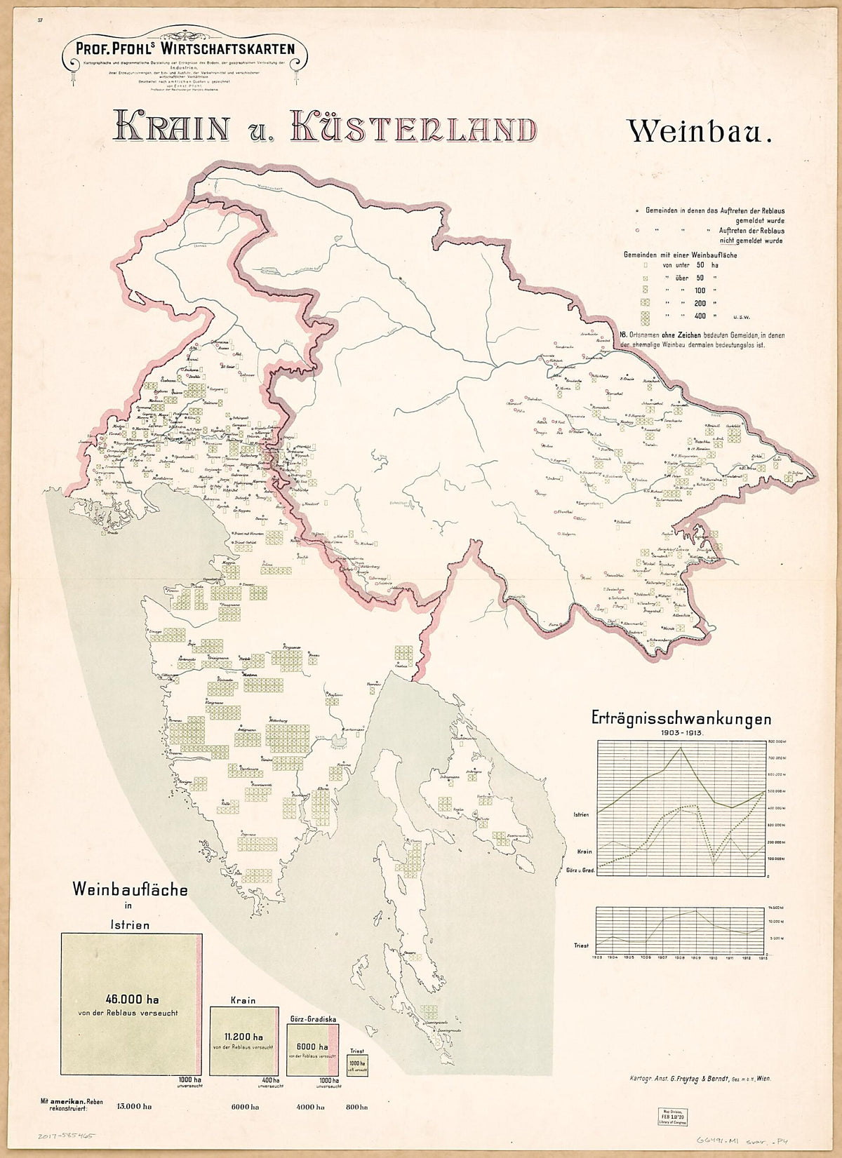 Krain U. Kusterland Weinbau from Prof. Pfohls Wirtschaftskarten 1913 by Relic Map Company