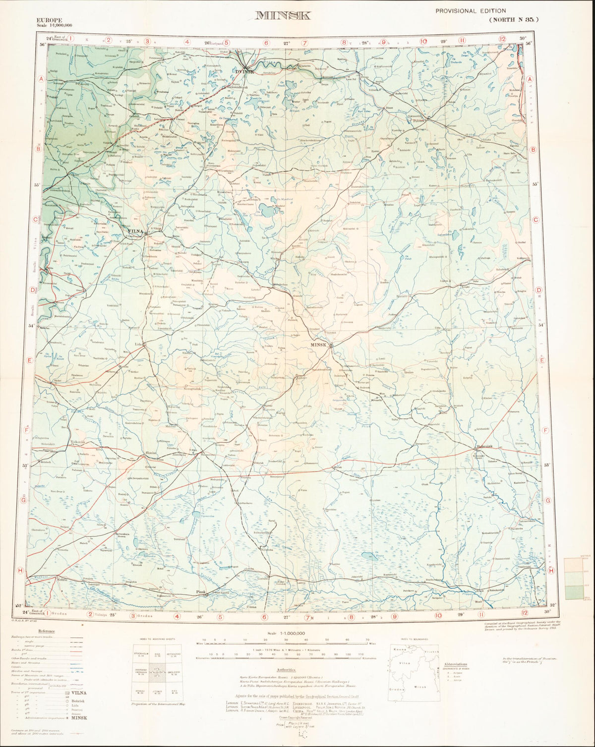 Minsk from Maps of Poland 1919 by Relic Map Company