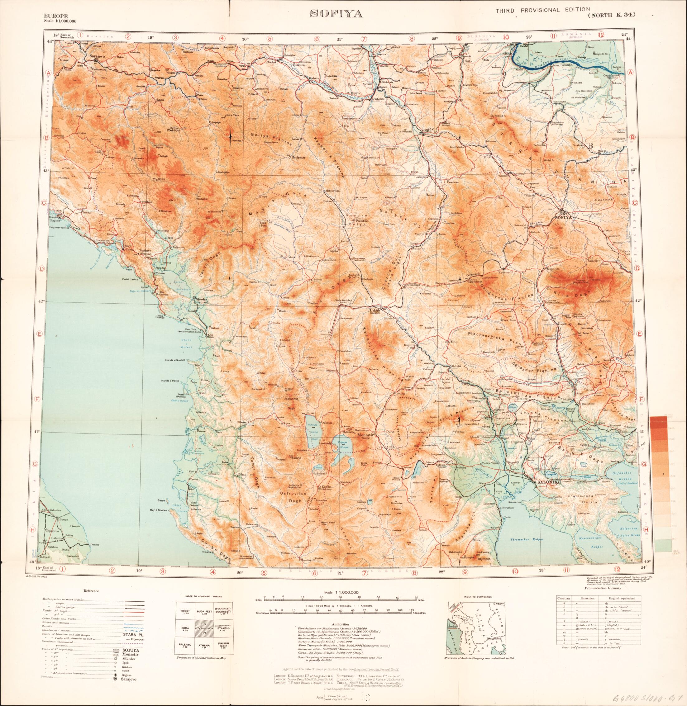 This old map of Sofiya from Maps of the Balkan Peninsula. from 1919 was created by  Royal Geographical Society (Great Britain) in 1919