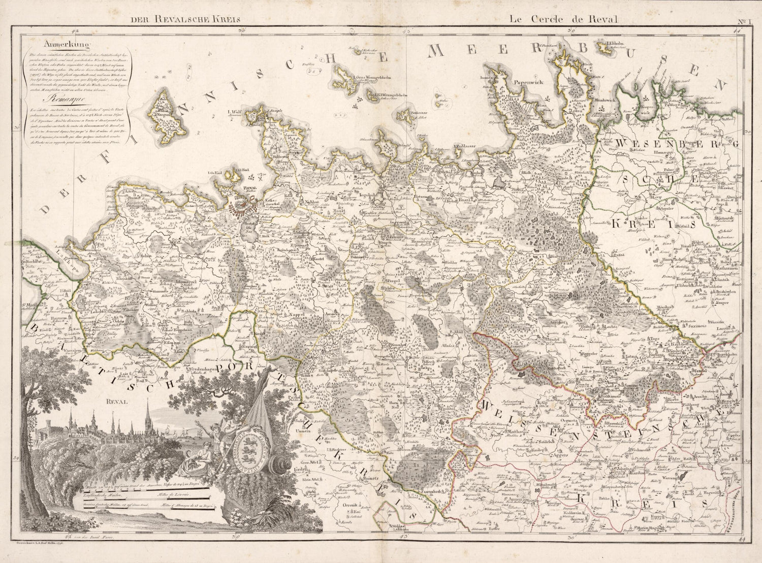 This old map of No. I: Der Revalsche Kreis; Le Cercle De Reval from Atlas De La Livonie Ou Des Deux Gouvernemens Et Duchés De Livonie Et D&