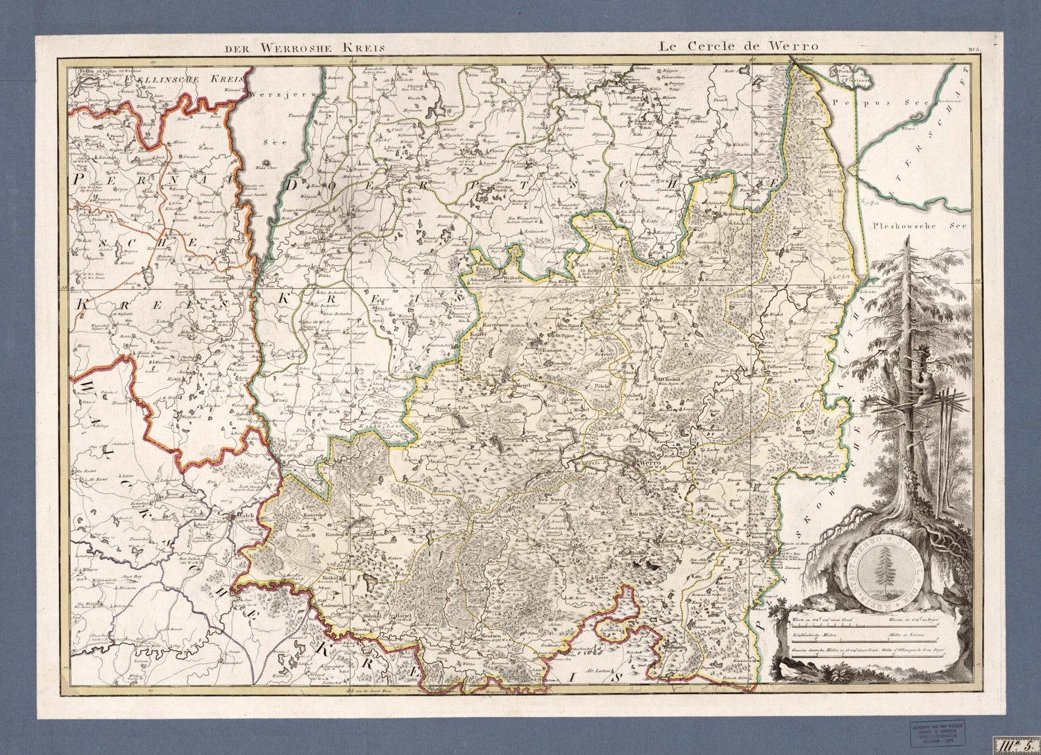 This old map of No. 5: Der Werrosche Kreis; Le Cercle De Werro from Atlas De La Livonie Ou Des Deux Gouvernemens Et Duchés De Livonie Et D&