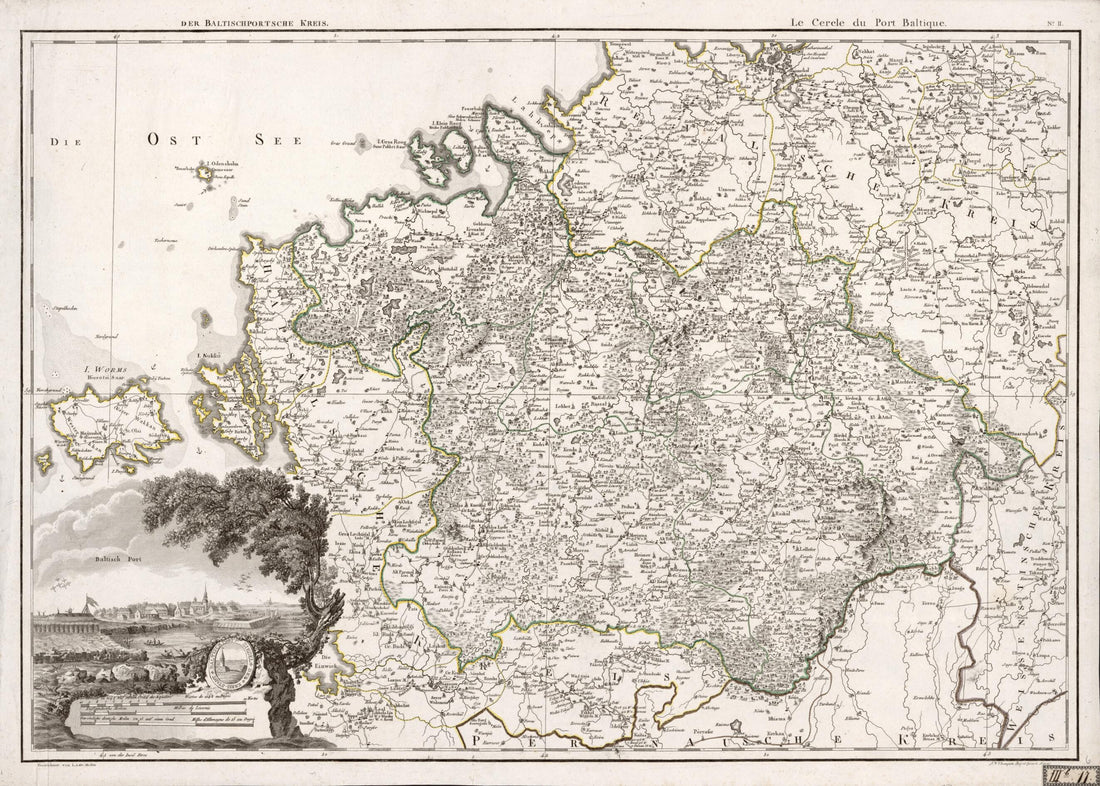 This old map of No. II: Der Baltischportsche Kreis; Le Cercle Du Port Baltique from Atlas De La Livonie Ou Des Deux Gouvernemens Et Duchés De Livonie Et D&