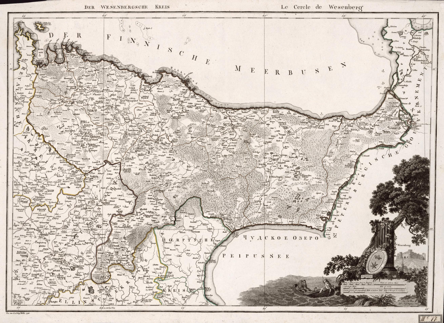 This old map of No. III: Der Wesenbergsche Kreis; Le Cercle De Wesenberg from Atlas De La Livonie Ou Des Deux Gouvernemens Et Duchés De Livonie Et D&