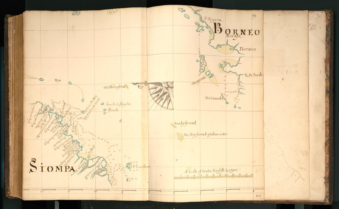 This old map of 93) Siompa, Borneo from Buccaneer Atlas from 1690 was created by William Hacke in 1690
