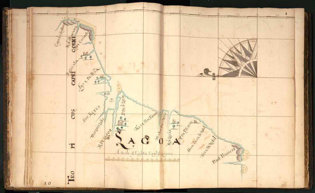 This old map of 4) Lagao from Buccaneer Atlas from 1690 was created by William Hacke in 1690