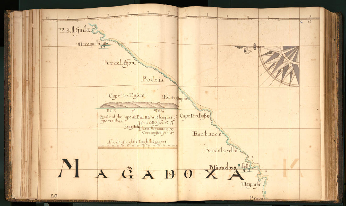 This old map of 12) Magadoxa from Buccaneer Atlas from 1690 was created by William Hacke in 1690