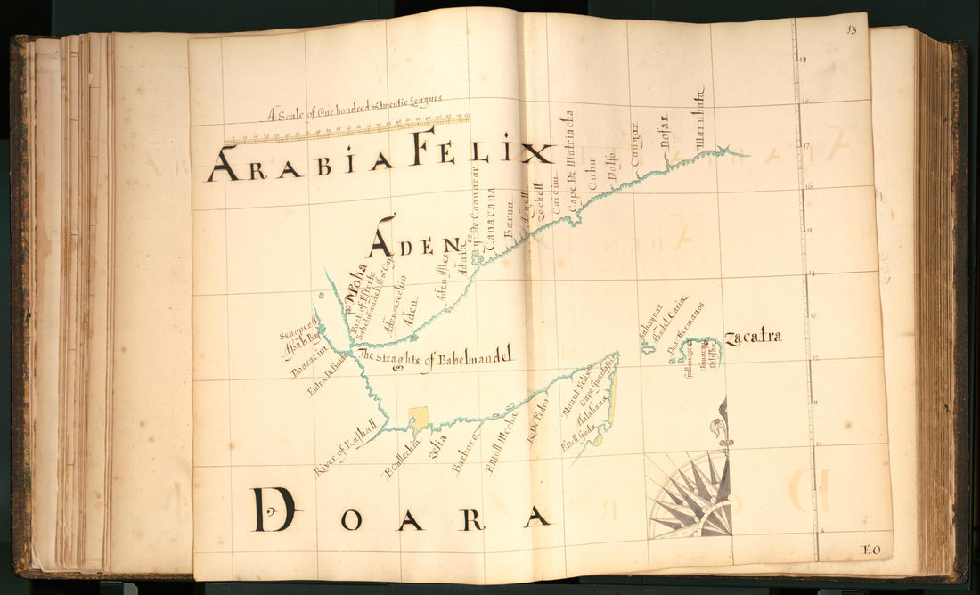 This old map of 13) Arabia Felix, Aden, Doara from Buccaneer Atlas from 1690 was created by William Hacke in 1690