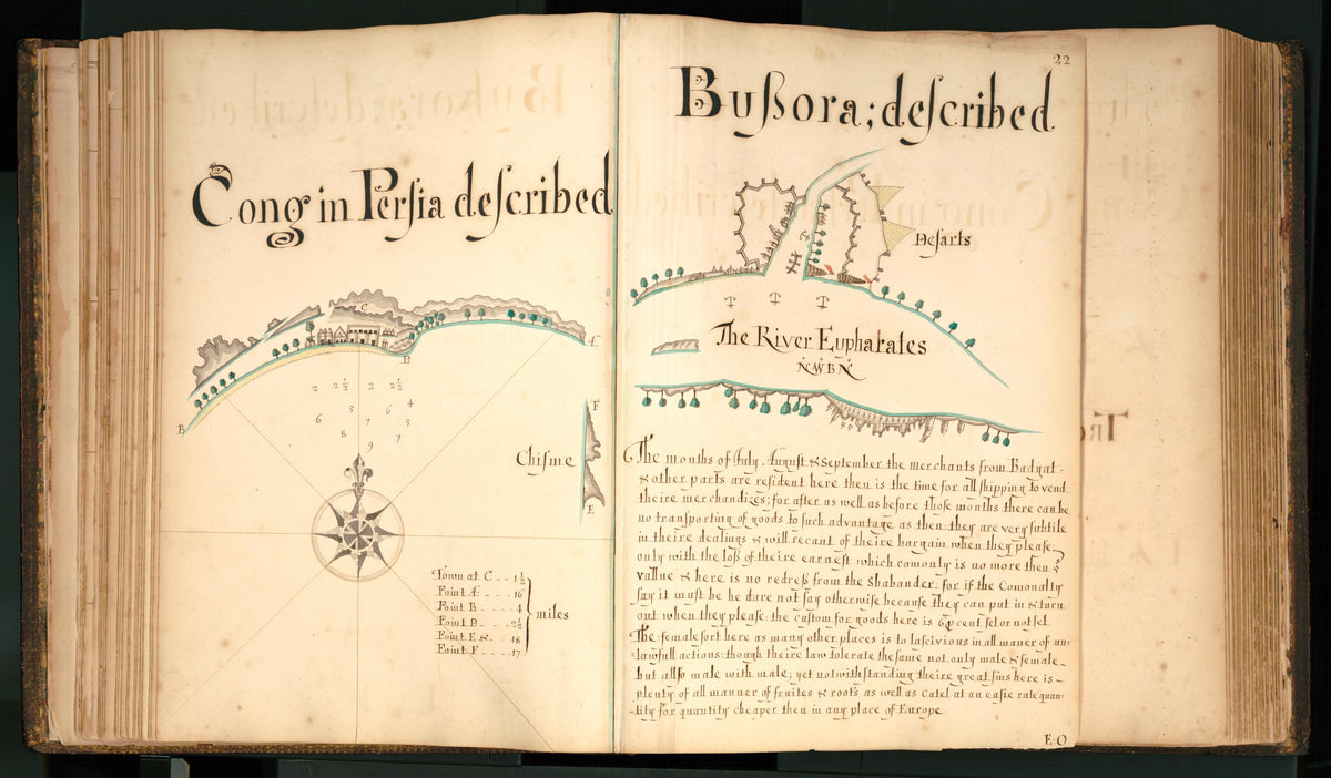 22) Cong In Persia Described, Bussora Described (Euphrates River) from Buccaneer Atlas 1690 by Relic Map Company