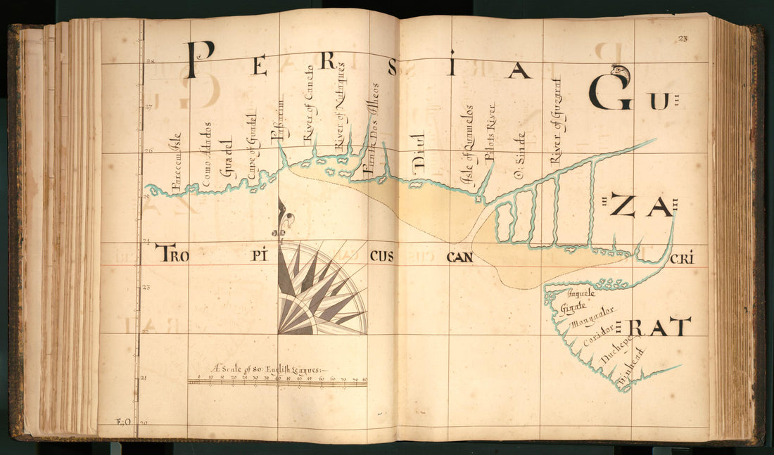 This old map of 23) Persia, Guzarat from Buccaneer Atlas from 1690 was created by William Hacke in 1690