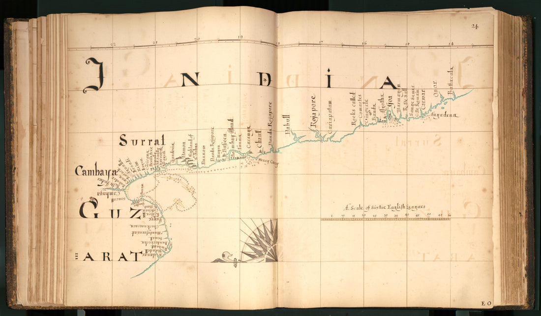 This old map of 24) Guzarat, India from Buccaneer Atlas from 1690 was created by William Hacke in 1690