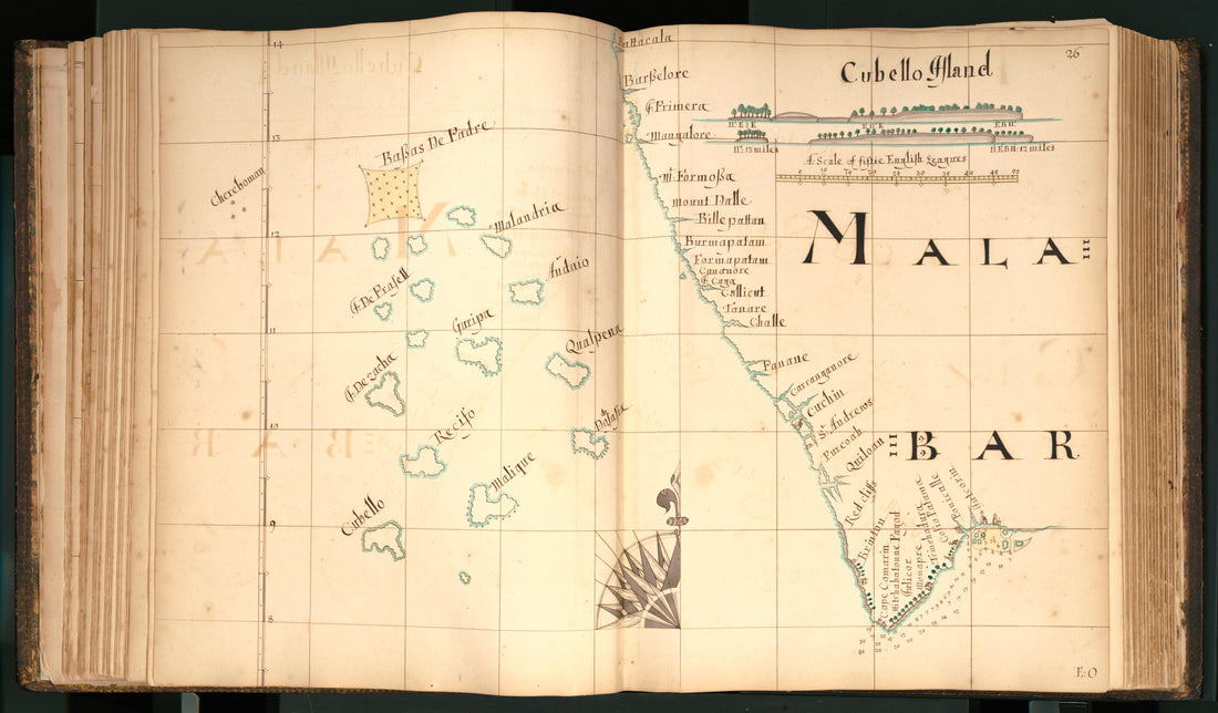 This old map of 26) Malabar from Buccaneer Atlas from 1690 was created by William Hacke in 1690