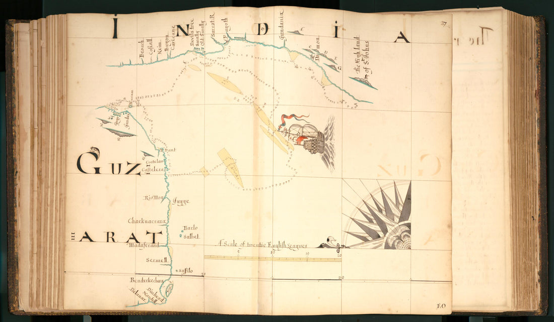 This old map of 27) Guzarat, India from Buccaneer Atlas from 1690 was created by William Hacke in 1690