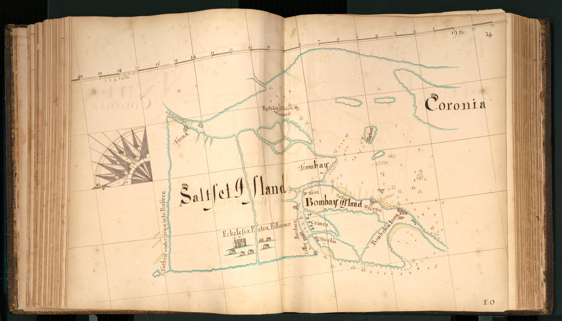 This old map of 34) Saltset Island, Bombay Island, Coronia from Buccaneer Atlas from 1690 was created by William Hacke in 1690