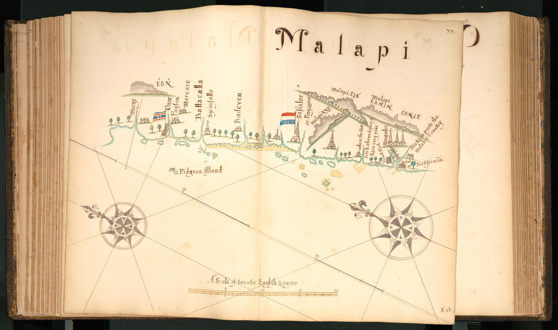 This old map of 37) Malapi from Buccaneer Atlas from 1690 was created by William Hacke in 1690