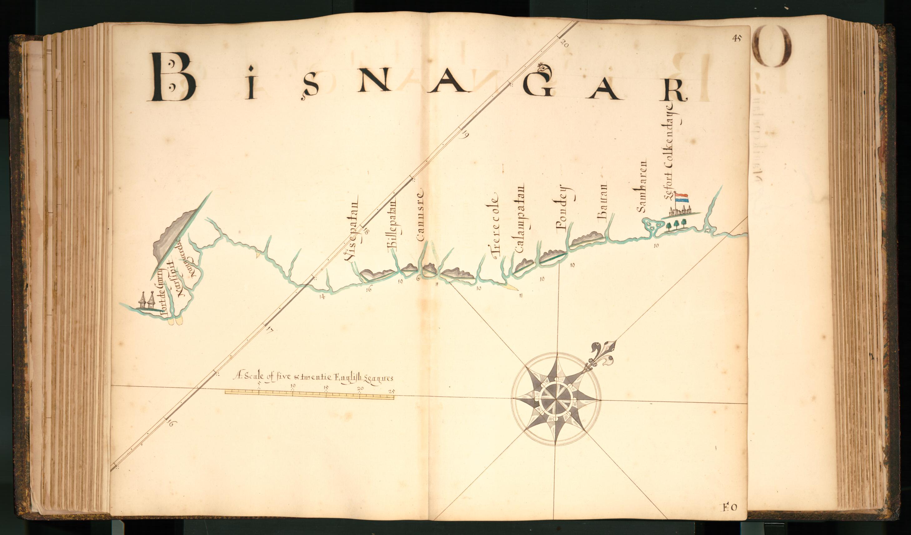 This old map of 45) Bisnagar from Buccaneer Atlas from 1690 was created by William Hacke in 1690