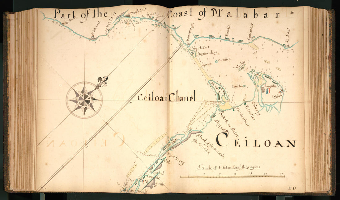 This old map of 48) Part of the Coast of Malabar, Ceiloan from Buccaneer Atlas from 1690 was created by William Hacke in 1690