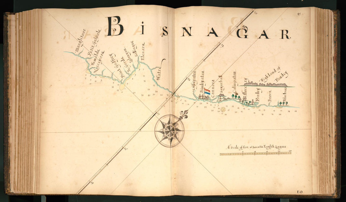 This old map of 51) Bisnagar from Buccaneer Atlas from 1690 was created by William Hacke in 1690